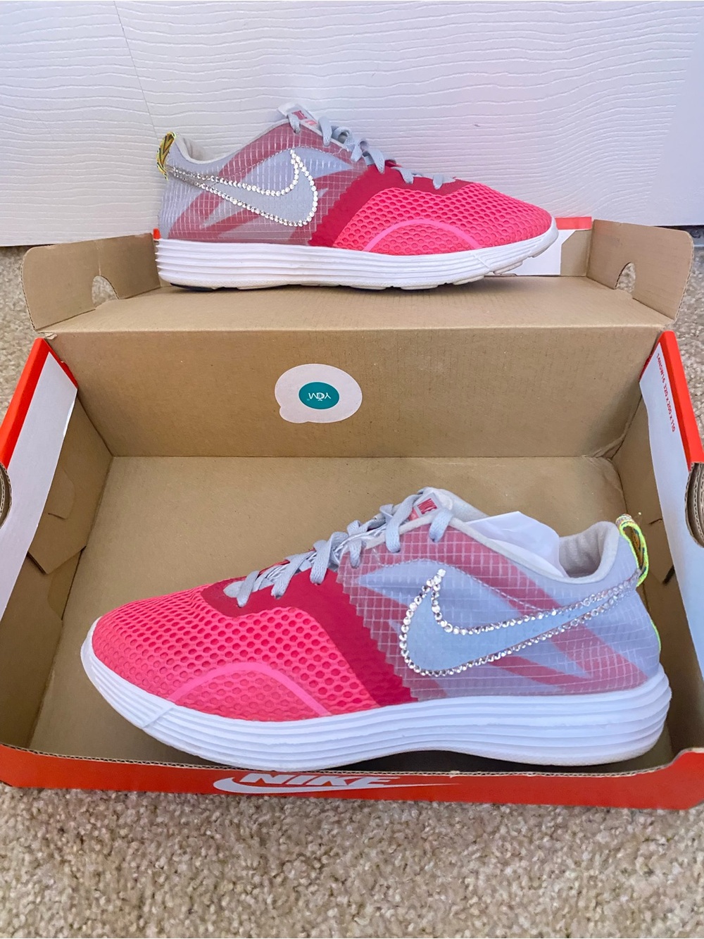 Nike Women's LunarMTRL+ Running Shoes SIZE 8.5 Swarovski Rhinestone Crystal